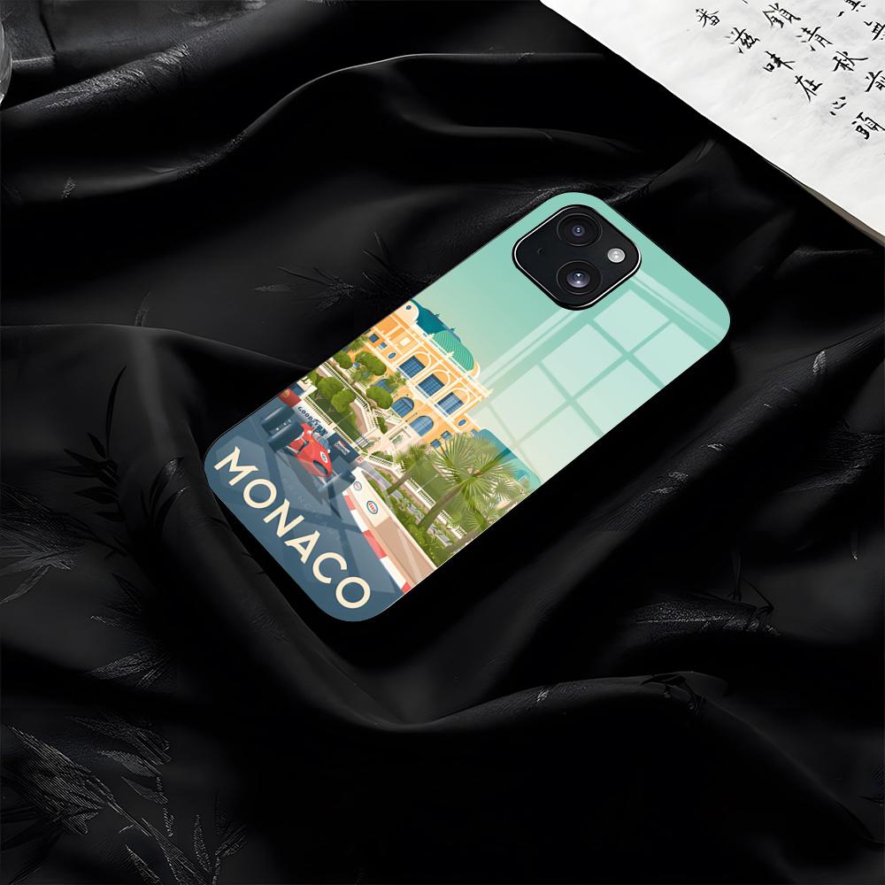 

Monaco Logo Phone Case For IPhone 17 Pro Max 16 15 14 Pro Max 13 11 Plus Glass Cover iPhone 15 Pro