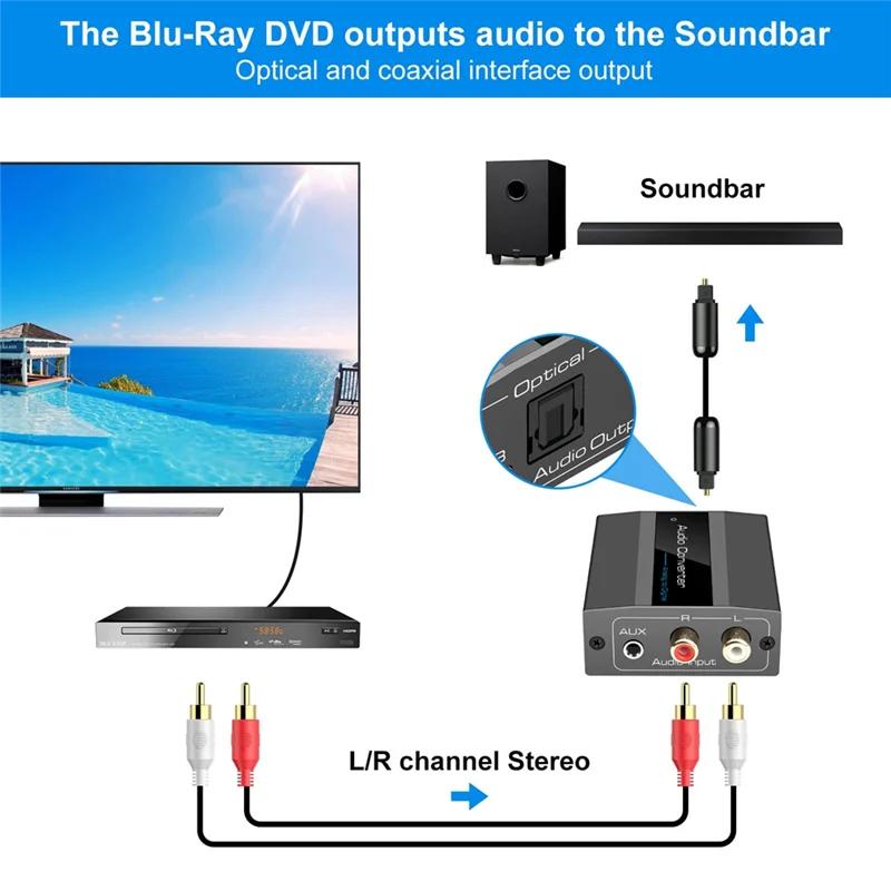 High Quality Analog to Digital Audio Converter RCA to Optical with Optical Cable Audio Digital Toslink and Coaxial Audio Adapter
