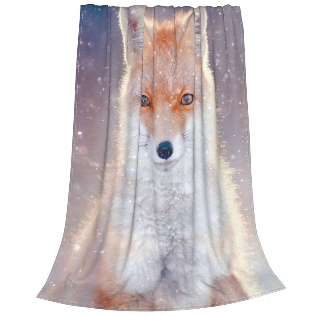 Schattig Vossen Dekentje Zacht Gezellig Pluche Plaid Dekentje Pluizig Warm Wild Dierenprint Flanellen Beddekentje Cadeau voor Vos Liefhebber Meisje Jongen