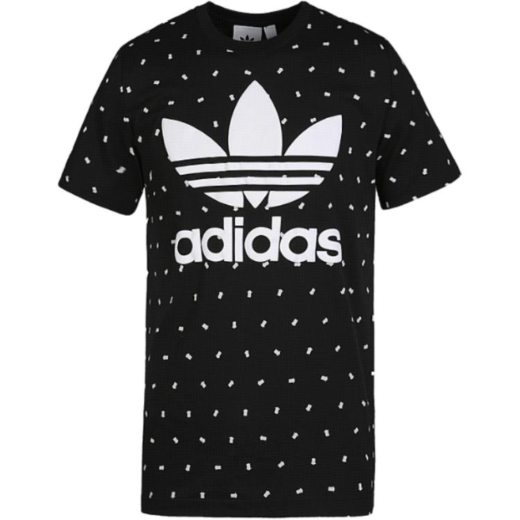 Adidas Originals Trefoil Tee Polka Dot Letter Print Crew Neck Short Sleeve T-Shirt Men Tops Black CZ1759
