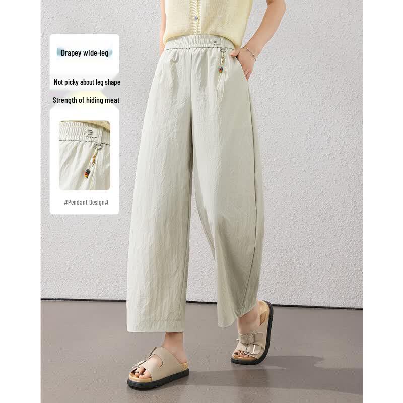 TERRE BLEUE Women s High-Waist Loose Fit Cropped Pants XL