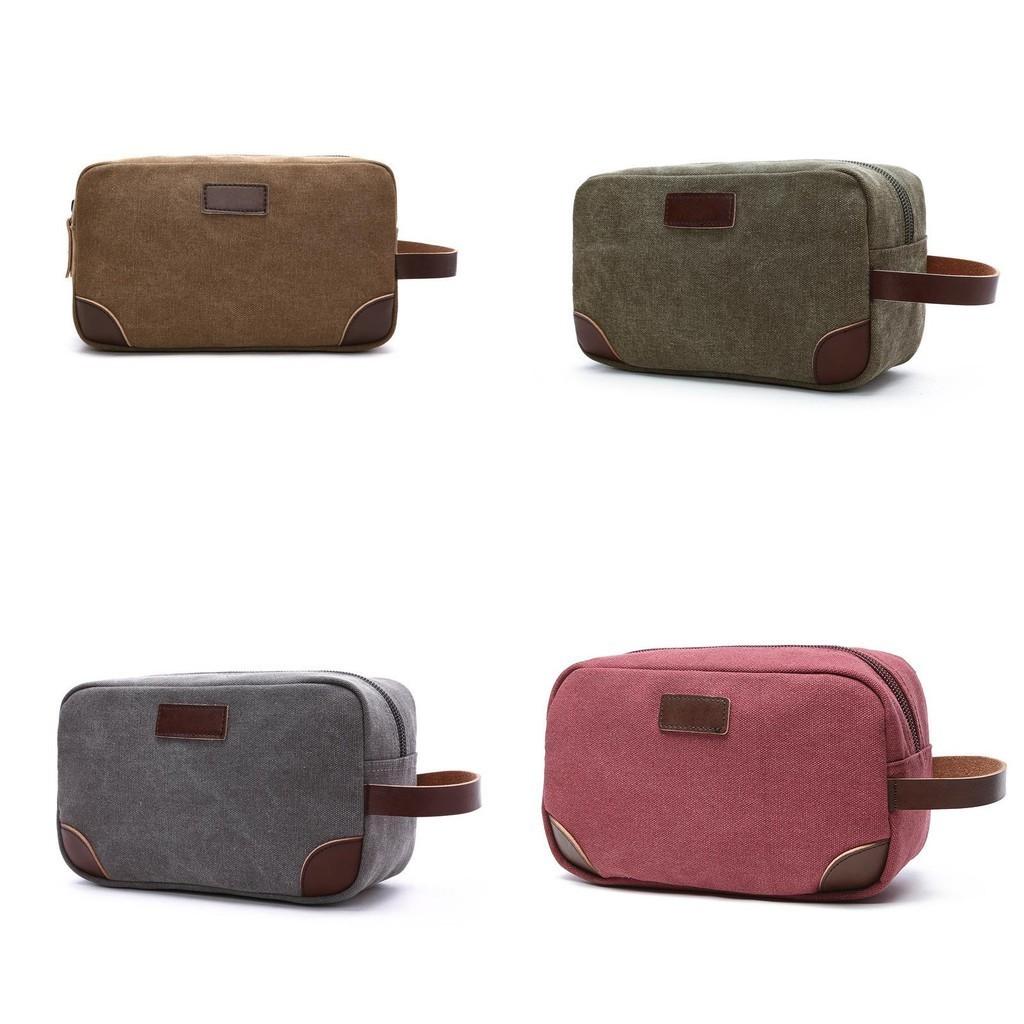 Korean Style Thick Casual Canvas Bag Solid Color Portable Coin Purse Unisex Storage Bag Makeup Bag