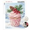 Weihnachts-Cupcake Perlenmalerei-Set Feiertag Winterbeeren Tannenzapfen-Design DIY Funkelnde Perlenleinwand Ästhetisches Bastel-Wanddekor