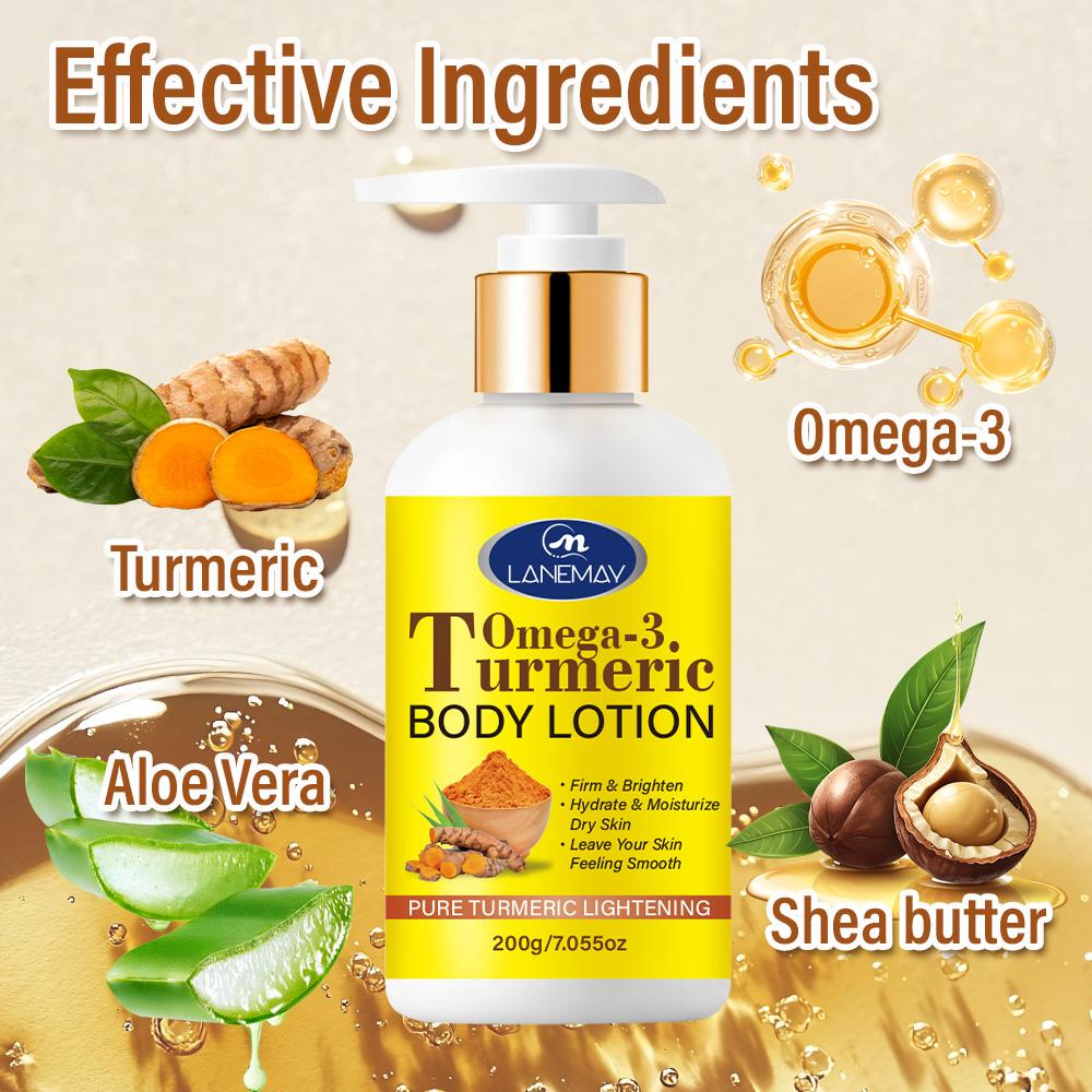 Turmeric + Omega 3 Body Lotion-Firm And Brighten Skin-Hydrate And Moisturize Dry Skin-Suitable For All Skin Types, 200g