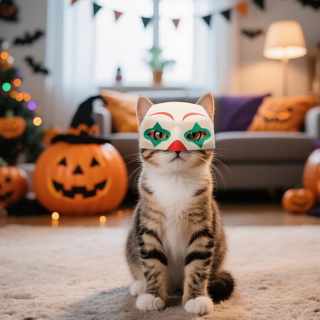 Halloween Cat COSPLA Clown Mask Cat Mask Dance Party Pet Supplies