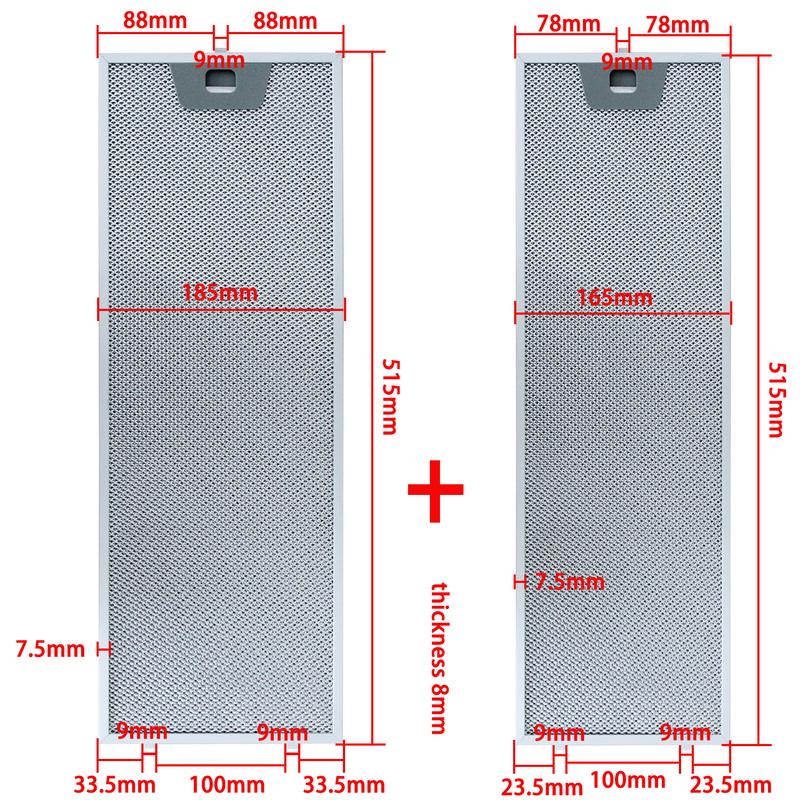 Dunstabzugshaube Filterset 515x165+ 515x185 mm Küchenabzug Dunstabzugshaube Fettfilter Aluminium