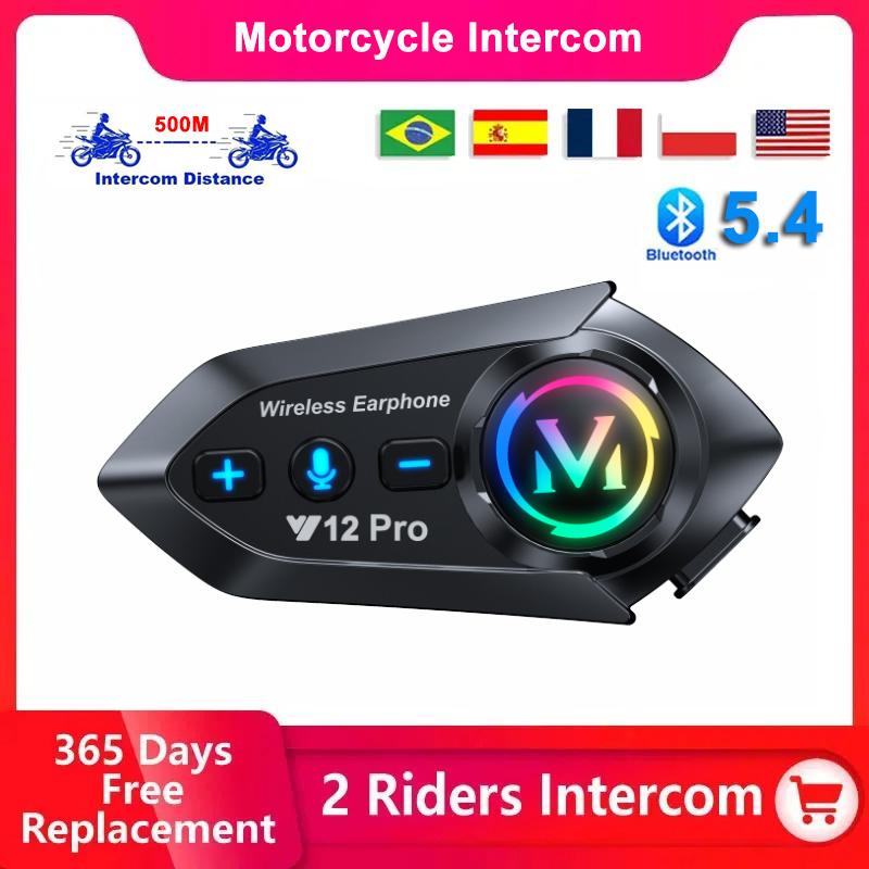 1/2x Y20 Pro Motorcycle Helmet Intercom BT5.4 Motorcycle Helmet Headset Waterproof 500m Intercomunicador Speaker Interphone