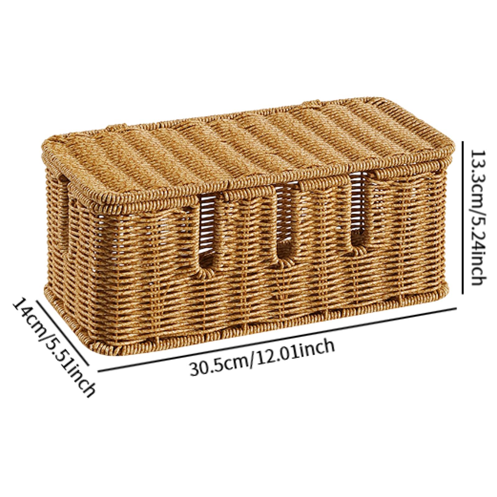 

Коробка для организации кабелей Имитация ротанга Настольный органайзер для хранения Зарядное устройство Органайзер для ПК с крышкой для дома, гостиной, офиса Кейс для хранения