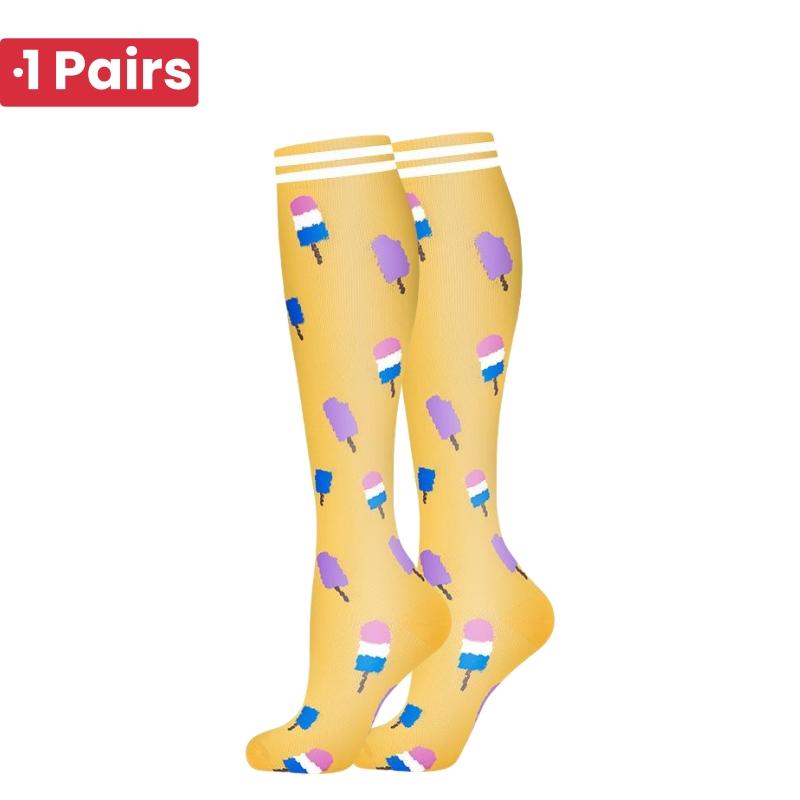 1 Pair Cute Cat Compression Socks Knee High 20-30 Mmhg Fit Medical Edema Diabetes Varicose Veins Running Sports Socks