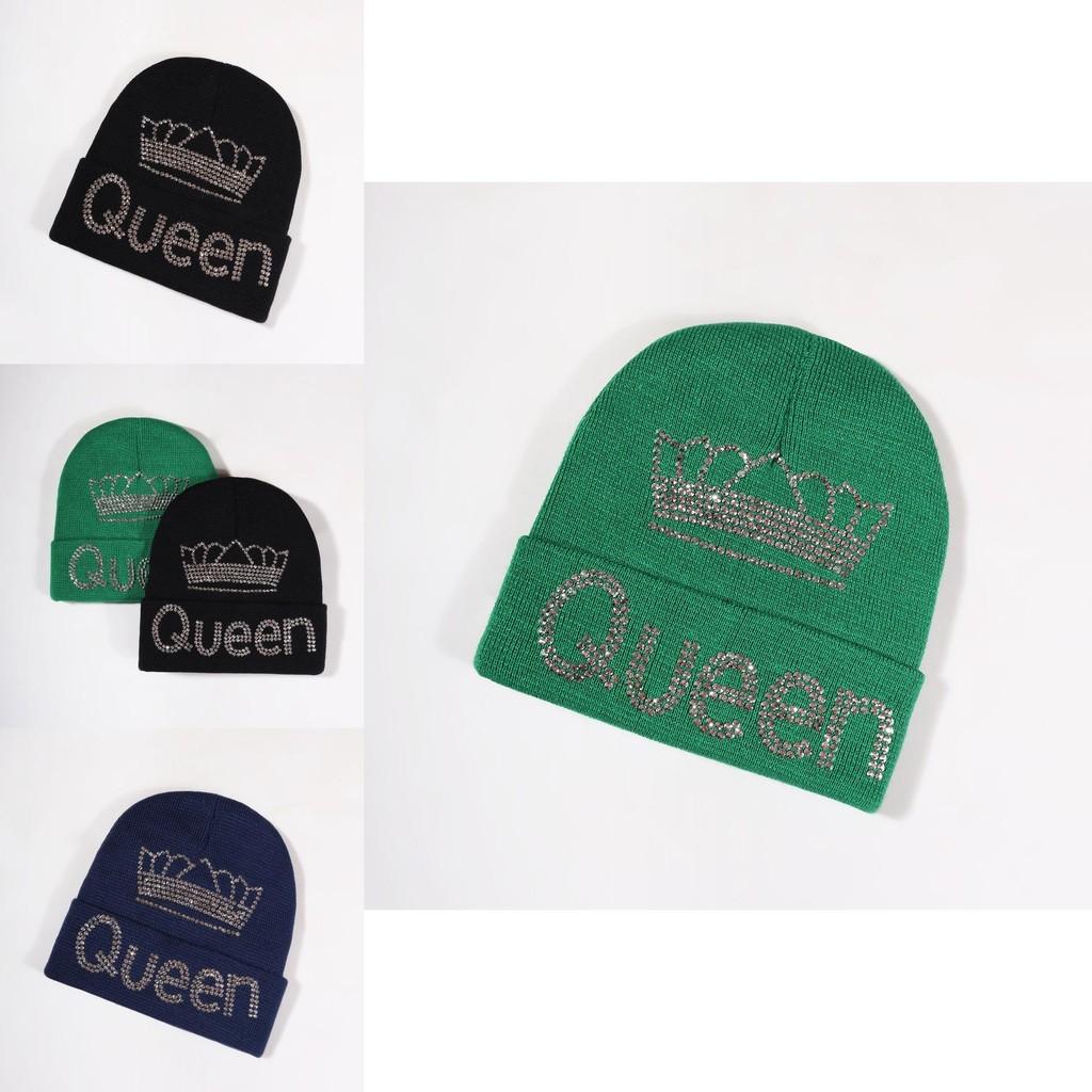 Minimalist Acrylic Beanie With Queen Crown Pattern For Casual Winter Wear