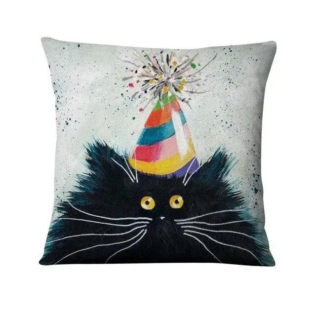Colorful Cartoon Cat Printed Pillowcase Home  Decoration Painting Cushion Decorative   Decor Sofa Throw s