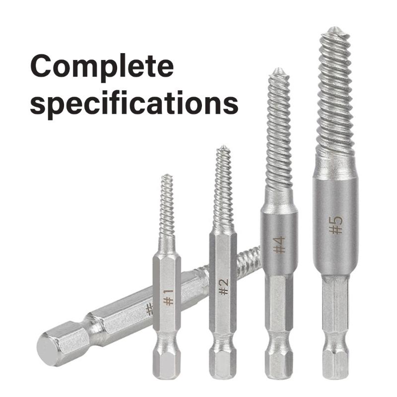 5Pcs Screw Extractor Center Drill Bit Guide Set Broken Damaged Bolt Remover Removal Speed Cord Breaker Puller