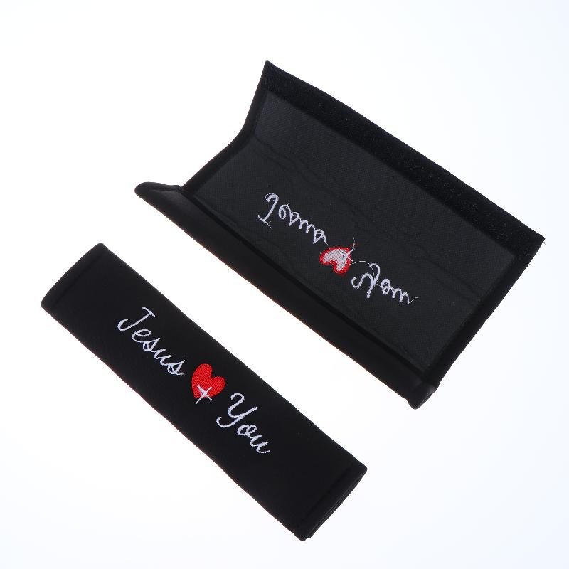 Loves You Car Seat Belt Shoulder Pads With Embroidered Heart Seat Belt Protector Pad Interior Decoration For Enhanced Driv
