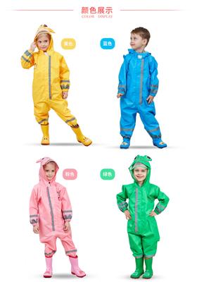 Children's Waterproof One-Piece Rain Suit Hooded Raincoat Cartoon Design Full Body Protective Rainwear for Outdoor Use