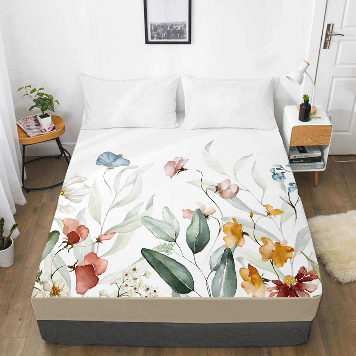 Домашний текстиль Цветы 3D-печать с рисунком Простыня наматрасник Резинка Простыня — фото 3