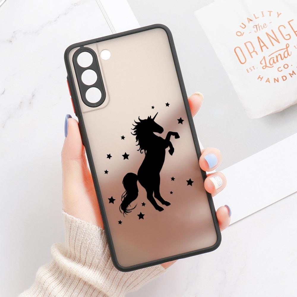 S23 Ultra Case For Samsung Galaxy S23 S22 Ultra S20 S21 FE Plus S10 Lite S24 Phone Case Matte Clear Cover Funny Unicorns Rainbow