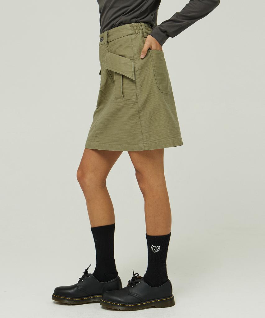 Mc Wood Gun Jupes 4963 Cargo Satin Cotton Khaki Skirt