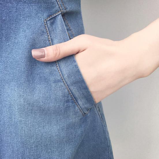 Casual Dress O-neck Short Sleeve Stitching Stylish Women Summer Denim Dress for Daily Wear