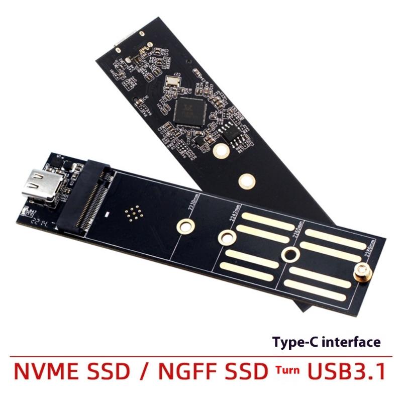 M.2 NGFFs NVME SSDs to USB 3.1 Type C Risers Board Supporting Multiple Size 2230 2242 2260 2280 Drive