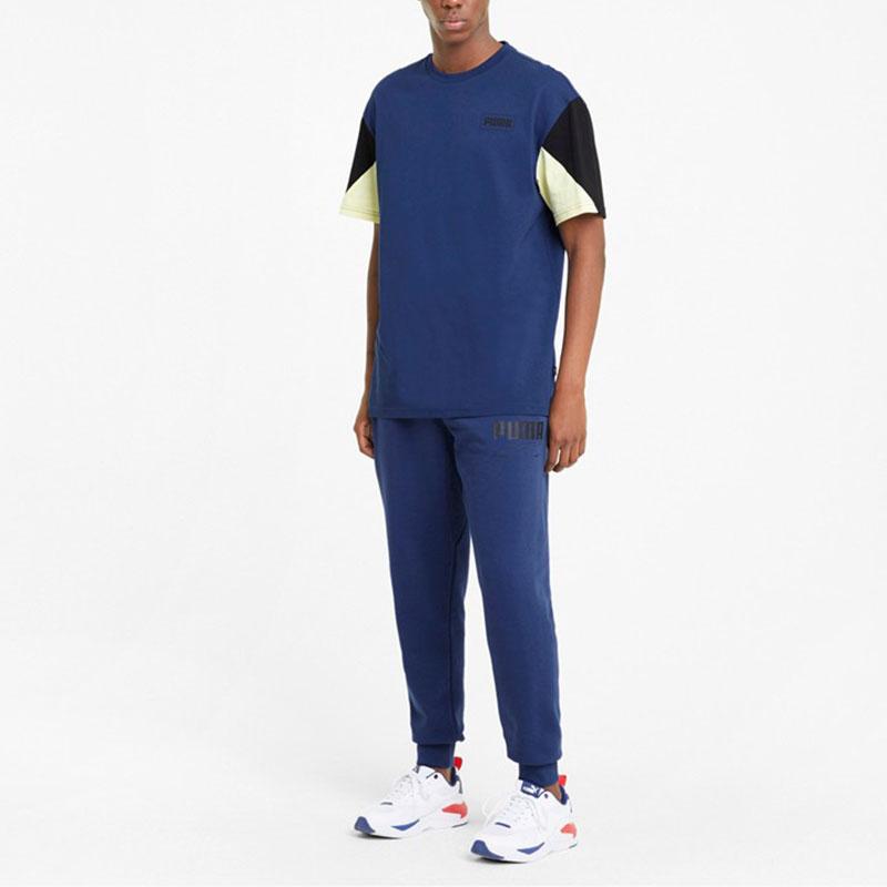 Puma Rebel Pants Cl Letter Logo Print Elastic Waist Tapered Knit Sports Pants Men pants Electronic-Blue 588877-12