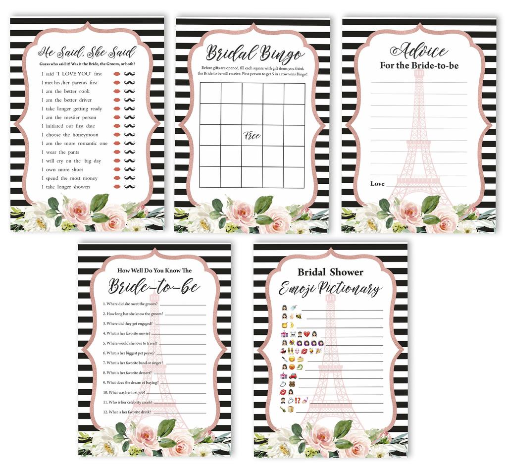 Inkdotpot Zestaw 5 gier na wieczór panieński o tematyce pasków (Atrakcje dla 50 Gości) Zestaw Zabaw na Wieczór Panieński