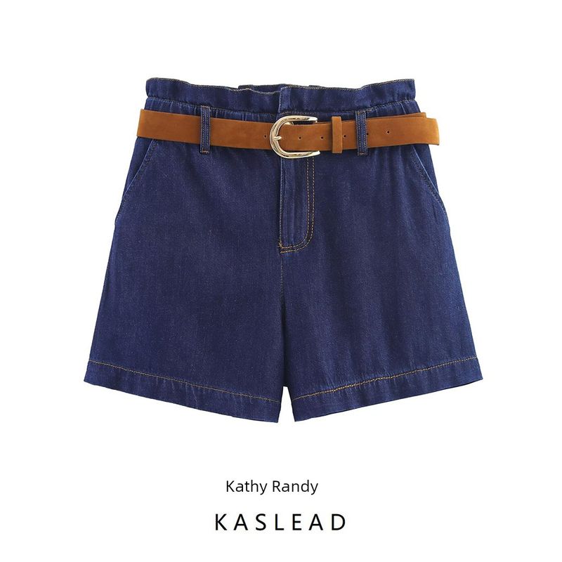 Kaslead New Women clothes Western Style Fashion With Belt Paper Bag Leisure Shorts 8178781
