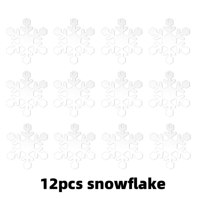 12pcs Transparent Acrylic Ornaments for Christmas - Unmarked DIY Craft Decorations Suitable for Engraving, Painting