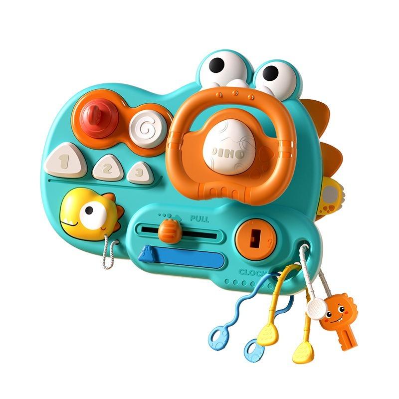 New Baby Multi functional Steering Wheel Puzzle Cartoon Dinosaur Lala Le Busy Board Baby Early Education Cart Toy
