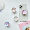 Creative Glass Circular Small Heart Personalized English Mobile Phone Airbag Desktop Stand Adhesive Retractable Ins Style