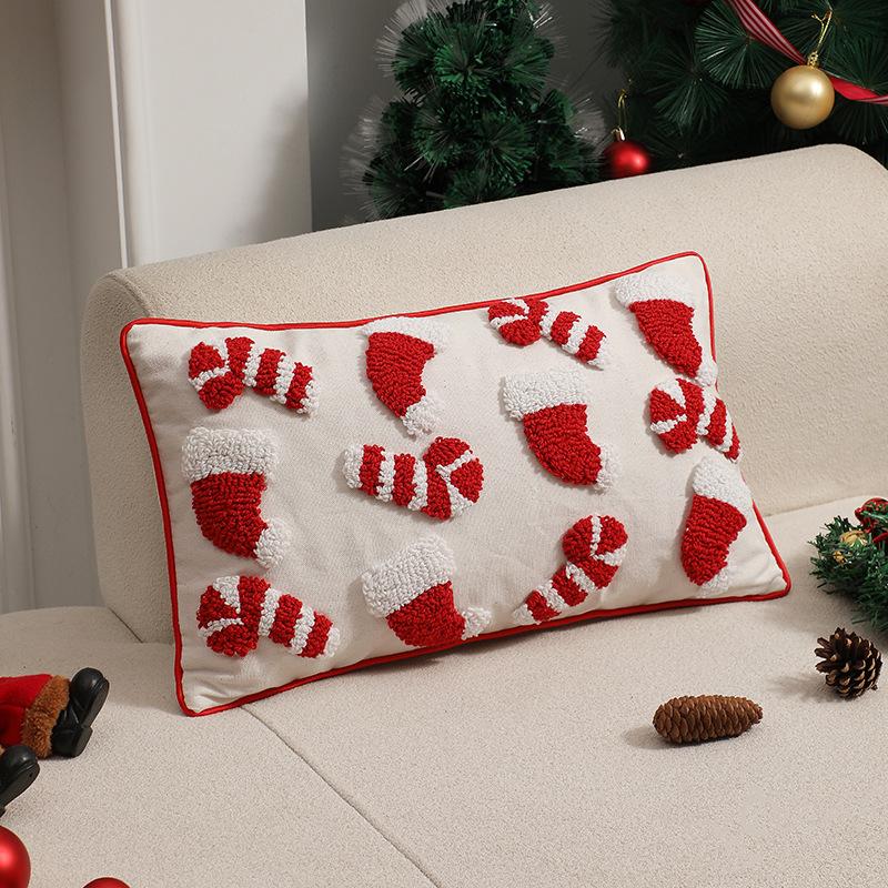 Modern Simple Christmas Tufted Pillow Cover, Loop Velvet Piping Three-dimensional Pillow Cover, Pillow Cover
