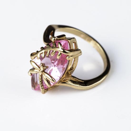 Transparent Rhinestone Ring Gemstone Emerald Faux Decor Dragonfly Ring for Wedding