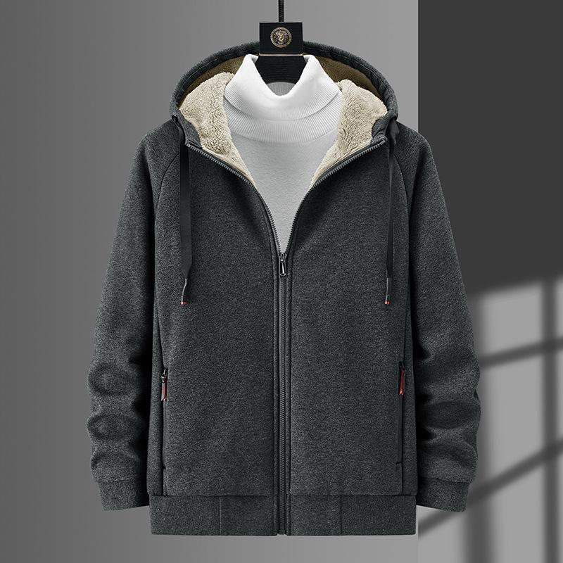 Winter Large Size Lamb Velvet Casual Men's Loose Warm Sweater Men's Cardigan Sweater Jacket
