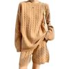 2022 Fall/Winter Women's 100% Wool Casual Knit Sweater & Cashmere Sweatshirt Set
