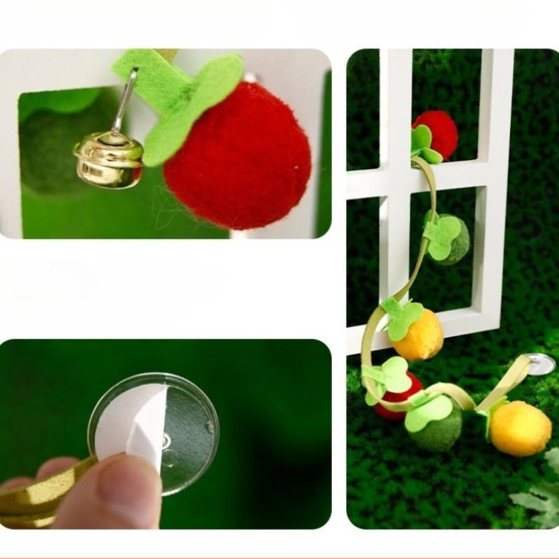 Cat Interactive Toys String Tomato Plush Cat Balls Toy with Bell Funny Hanging Door Cat Toy Kitten Chewing Toy Cat Accessories