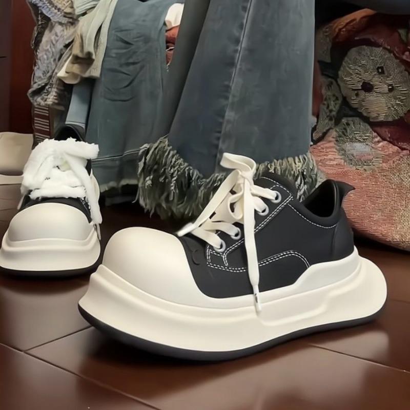 Par rund tå Mickey stort hode sko dame vår og sommer nye stygge søte canvas sko plattform høydeøkende sports- og fritidssko