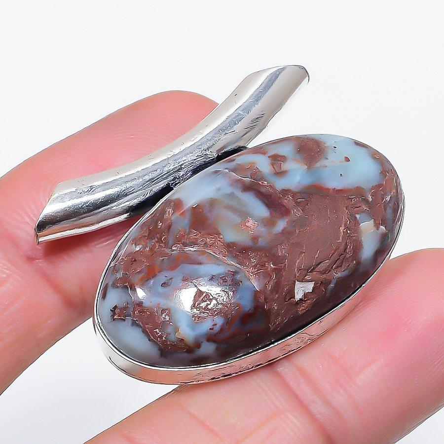 Natural Larimar Gemstone Handmade 925 Sterling Silver Jewelry Pendant 1.18" t9T07