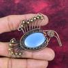 Owyhee Blue Opal Gemstone Pendant Copper Wire Wrapped Bird Jewelry Unique Pendant