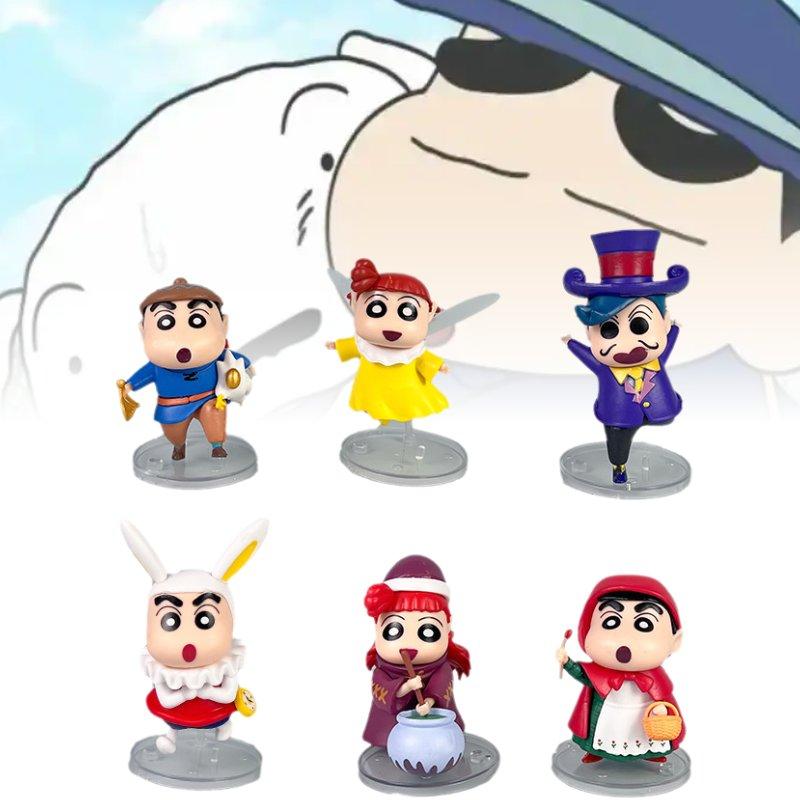 Crayon 6pcs Shin Chan Toy Doll Pvc Model Desktop Decoration Ornament Gifts Child