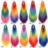 Ponytails Rainbow Ombre Gradient Color Long Curly Ponytail Hair Extension with Claw Instant Styling Hairpiece for Women