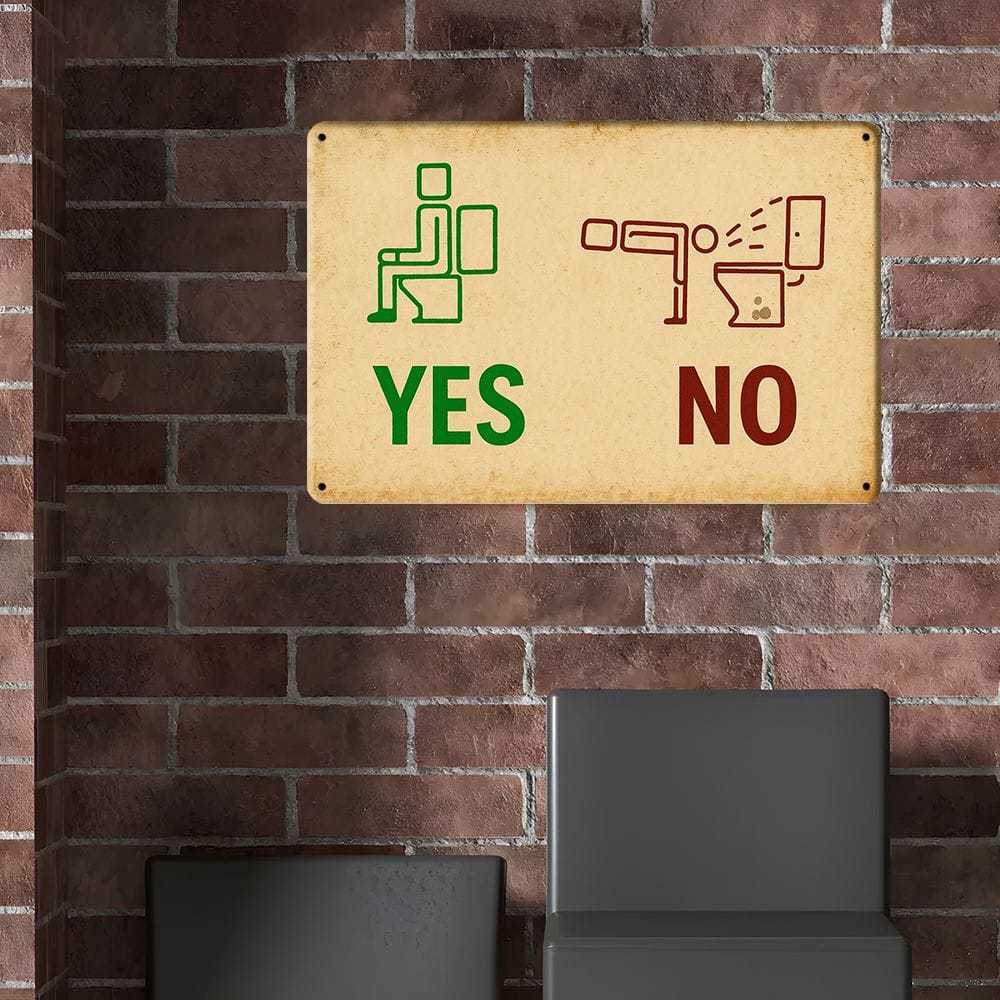 Funny Vintage Toilet Metal Sign, 12x8 Inch.