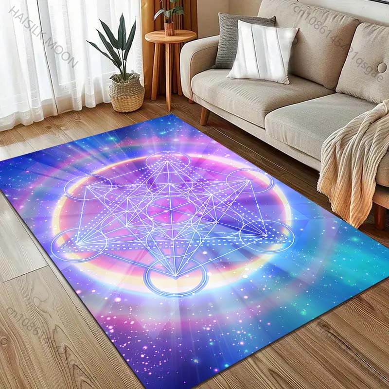 Occult Metatron's Cube Print Carpet Rug for Living Room Bedroom Sofa Doormat Decor Kids Play Home Area Rug Non-slip Floor Mat