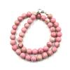 8mm Natural Pink Copper Turquoise Gemstone Round Beads Jewelry Handmade Minimalist Bead Necklace 17-20" For Gift 8BN-71