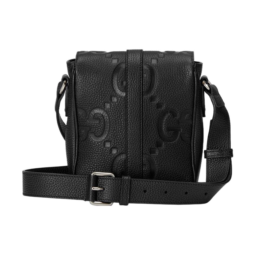 Gucci Jumbo GG Super Double G Logo Adjustable Shoulder Strap Magnetic Flap Messenger Bag Men Shoulder Bag Black 760235-AABY0-1000