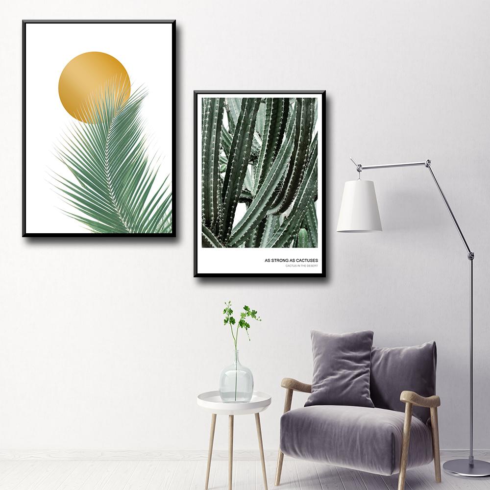 Boho Monstera Bamboo Leaf Sun Abstract Wall Art Canvas Painting Nordic Posters And Prints Pictures For Living Room Home Decor