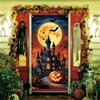 1 Piece Halloween Door Banner Decoration Full Month Pumpkin Lantern Bat Castle Background