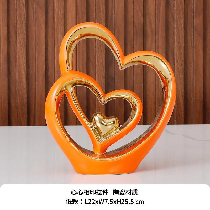 Sculpture décorative d'ambiance romantique nordique en céramique, connexion amoureuse, lumière, luxe, combinaison, décoration pour la maison, la Saint-Valentin