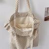 Korean Ins Polka Dot Lace Canvas Bag Women's Shoulder Large Capacity Tote Bag Student Class Commuter Bag