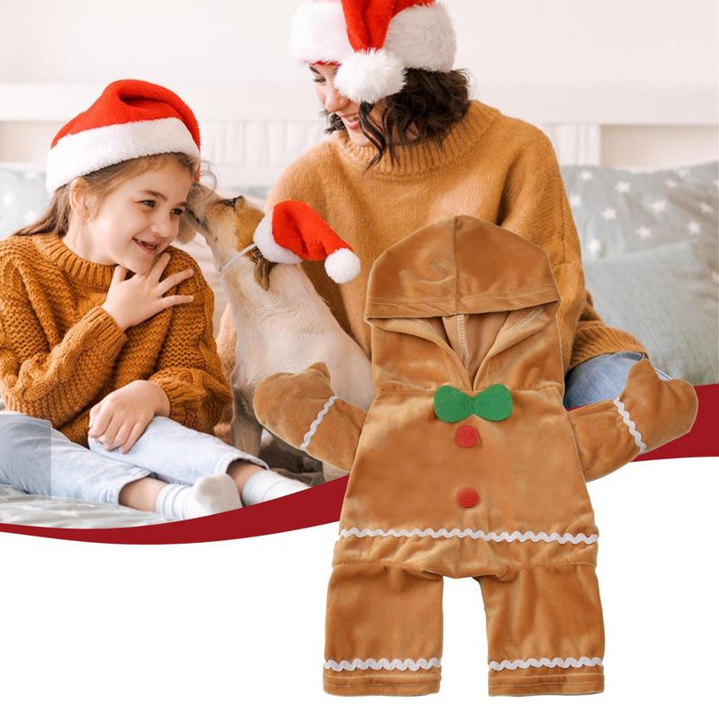Haustier Lebkuchenmann Hoodie Weiches Welpenkostüm Hoodie Lebkuchenmann Haustier Welpe Katze Aufsteh-Kostüm Für Katzen Hunde Welpen Haustiere