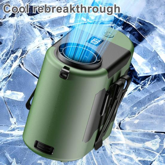 Waist Clip Cooling Fan with LED Light 5 Speed Adjustable 10000mAh Rechargeable Wearable Fan Multifunctional Portable Heatstroke Prevention Belt Fan