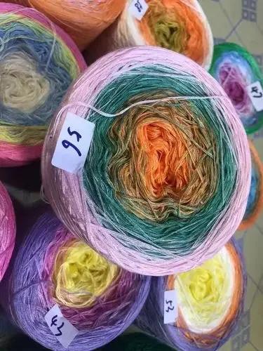 300g/pcs Colorful Pure Cotton Cake Gradient Cotton Rainbow DIY Scarf Shawl Skirt Wool Yarn Crochet